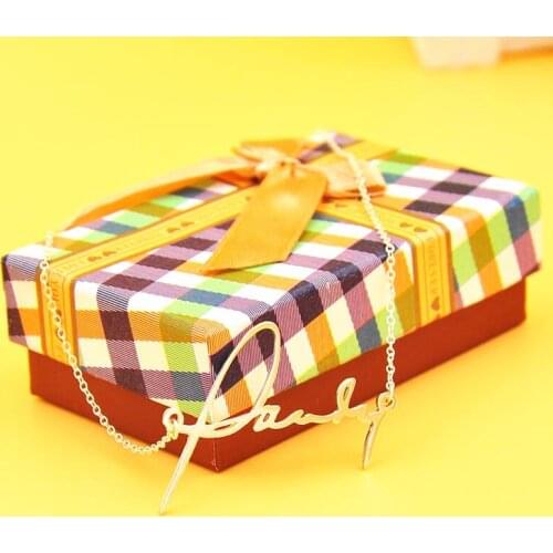 Custom Silver Name Necklace Engrave Signature Nameplate Pendent Personalized Memory Jewelry