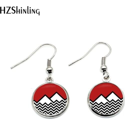 NHE-0109 New Arrival Twin Peaks Fishhook Earring Twin Peaks Coffee Mug Pendant TV Play Art Glass Cabochon Earrings