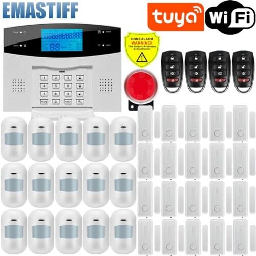 Tuya Alarm System LCD Screen WIFI GSM GPRS Burglar Home Security With PIR Motion Sensor Fire Smoke Detector