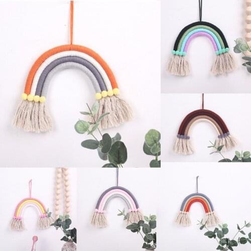 Nordic Rainbow Tapestry Home Decor Handmade Weaving Wall Hanging Toys Nursery Childrens Room Decor Ornament Drop Shipping