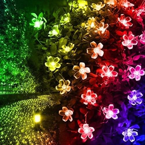 50/100 LED Solar Powered Flower String Light 8 Lighting Mode Garden Light Outdoor Waterproof Fairy Lights For Wedding Lawn Decor