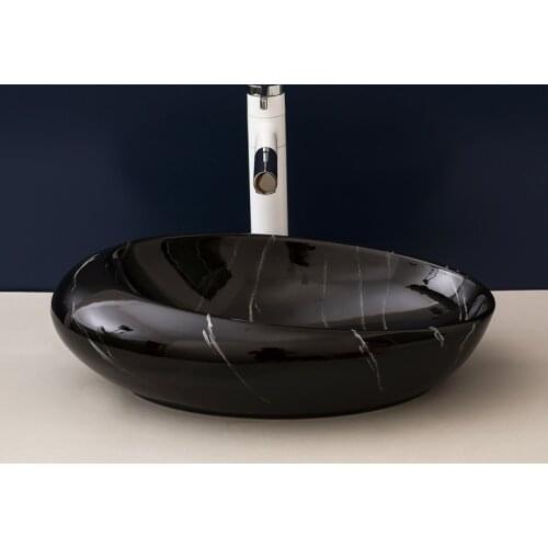 Taiwan basin balcony home wash basin ceramic bathroom washbasin Nordic simple hand basin basin black and white