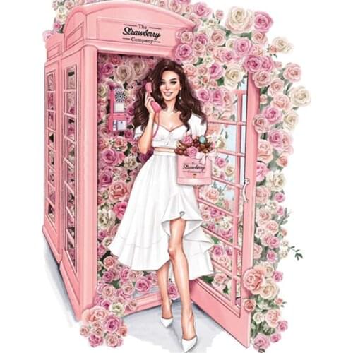 Flower Call Box Iron-On Clothes Diy Fashion Appliqued Vinyl Heat Transfer Tops Thermal Sticker Patch Girl