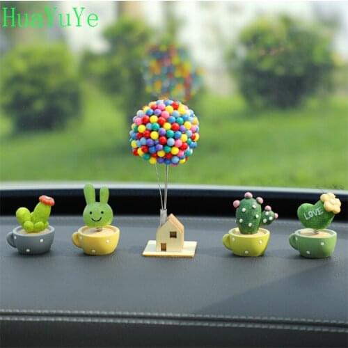 Moving head cactus car decorations car decorations car accessories interior home desktop decoration cake dessert decoration