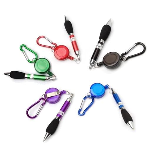 5 pcs Retractable badge reel belt clip and carabiner pen
