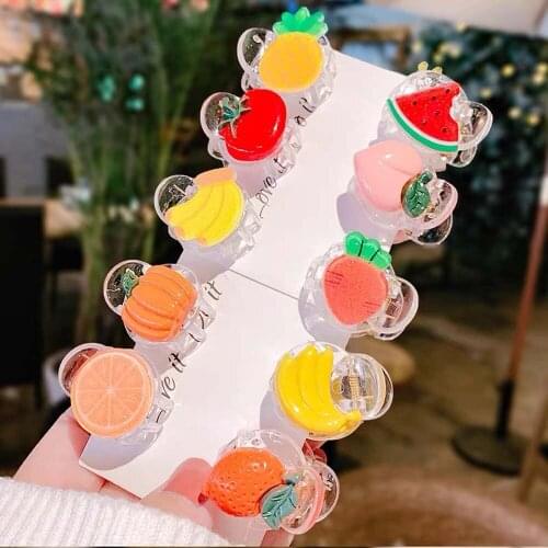 New Cute Fruit Vegetables Headwear Lemon Strawberry Carrot Trumpet Bangs Catch Clip Female Hair Accessories Mini Creative Claws