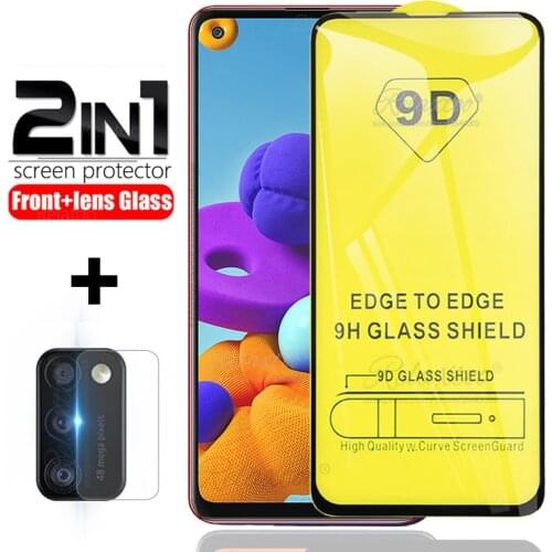 For samsung a21s glass on for Samsung Galaxy A 21s sm-a217f/ds a21 21 S full Cover Glass Protective Camera Screen Protector 9H