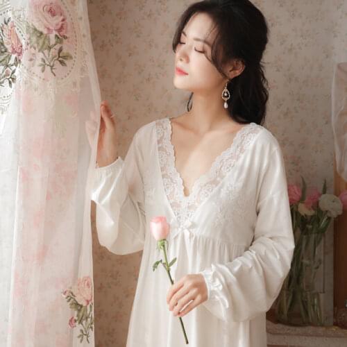 Sleep Wear Dress Nightgown Girl Women Cotton Sleepshirt