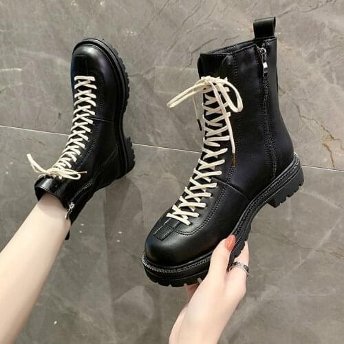 2020 Martin Boots Female British Style Korean Style Thick-soled Thin Shoes Motorcycle Short Boots Fashion Cool Female Boots35-40