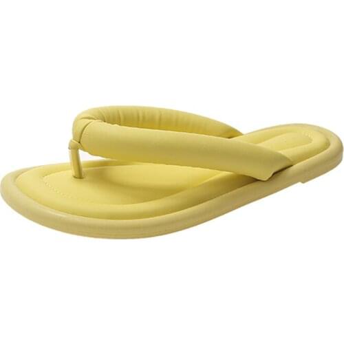 Flat Flip Flops for Women 2021 New Round Toe Summer Slippers Woman Fashion Womens Yellow House Shoes Casual Girls Indoor Slides