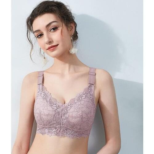 Womens Full Coverage Lace Wireless Non Padded Cotton Bra