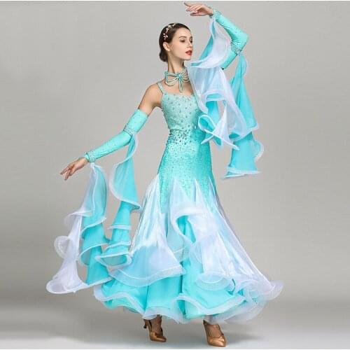 Green Big Swing Skirt Latina Dress For Girls Women Flamengo Ballroom Tango Samba National Dancewear Latin Competition Costumes