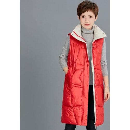 Long Cotton Padded Vest Jacket for Women Plus Size Sleeveless Ladies Waistcoat with Zipper Stand Collar Winter Warm Female Vests