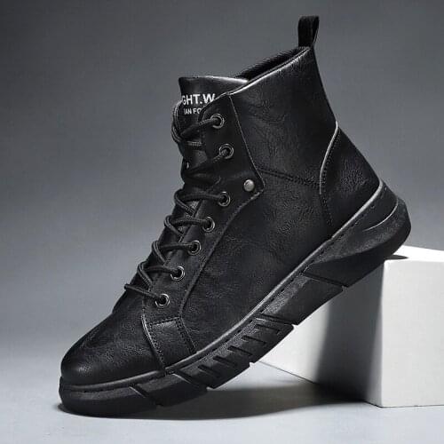 Winter Men Lace-up Motorcycle Boots Dress Casual Comfort Chelsea Boot Zapatos Men Shoes Ankle Brogue Boots Black Platform Bootsb