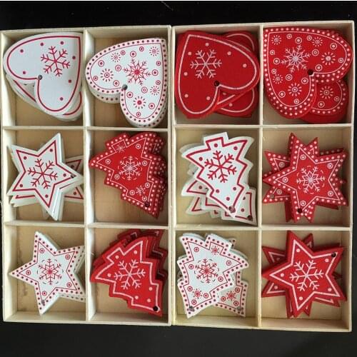 10pcs New Year Natural Wood Christmas Tree Ornament Wooden Hanging Pendants Gifts Snow Elk Christmas Decora Adornos Navidad