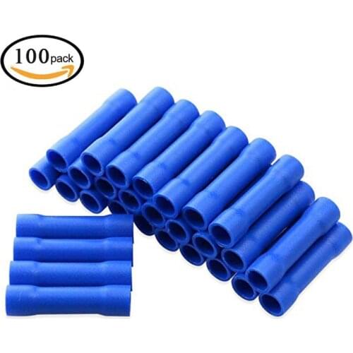 100pcs 16-14 Gauge Butt Electrical Insulated Quick Splice Crimp Terminals Connectors