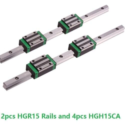 2pcs Linear Guide Rail HGR15 -L 200mm/250MM/300MM/350MM And 4pcs HGH15CA Linear Narrow Sliding Blocks CNC Router Parts