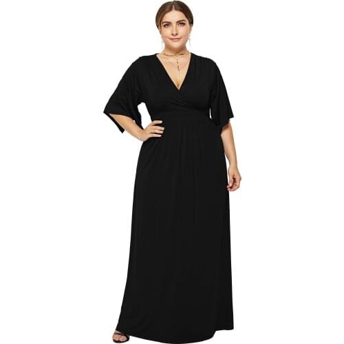 2019 Long Dress Sexy Party Fashiona women black/white/red plus size dress autumn Elegant 6XL large size