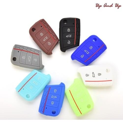 3 BTN Buttons Silicone Key Pouch Bag for Golf 7 GTI Flip Remote Key Protector Cover Cases Auto Car Accessories Hot