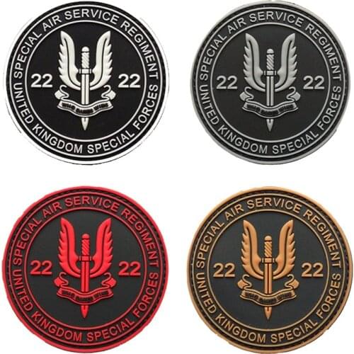 3D PVC United Kingdom Army Tactical Military Rubber Stickers British 22nd Special Air Group SAS Velcro Armband Clothes Patches