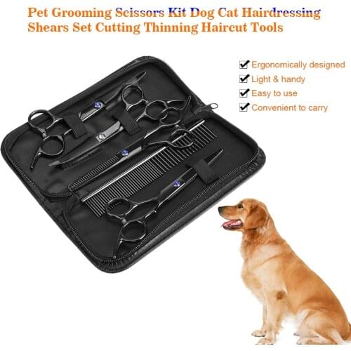 7Pcs/Set Professional Pet Grooming Scissors Kit Dog Cat Hairdressing Shears Set Cutting Thinning Haircut Tools