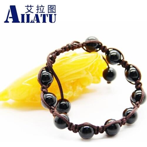 Ailatu Fashion Natural Tiger Eye and Hematite Stone Woven Bracelet for Lover or Friend Healing Balance Prayer Jewelry