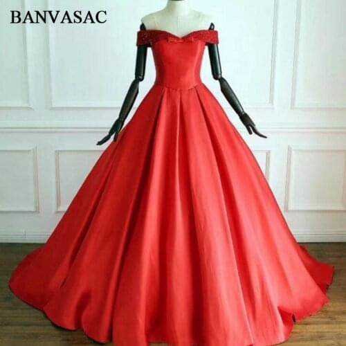 BANVASAC Plus Size Bow Ball Gown Wedding Dresses 2018 Real Photos Boat Neck Beadings Custom Made Sweep Train Bridal Gowns