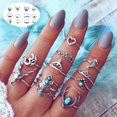 VKME Bohemian Jewelry Ring Retro Set Ring Ladies Fashion Joint Ring New Party Suitable for Womens Gifts 2019 New Products