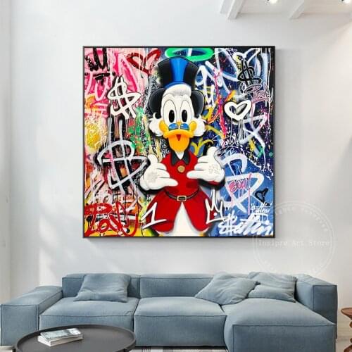 Disney Graffiti Art Mickey Mouse Donald Duck Canvas Paintings on The Wall Art Pictures Posters and Prints for Kids Room Home