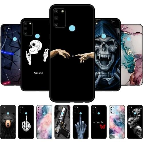 For HONOR 9A Case 6.3" Soft Silicon Tpu Phone Cover On Huawei Honor 9A 9 A MOA-LX9N Back Bag Funda Shell black tpu case
