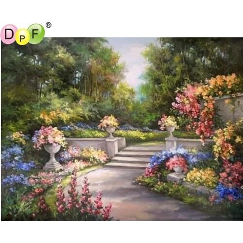 DPF DIY Garden ladder 5D diamond embroidery crafts diamond mosaic square diamond painting cross stitch wall painting home decor