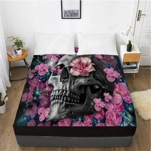 Elastic fitted sheet bed sheet With An Elastic Band 160x200/180/200/150x200 Mattress Cover Bed cover 1pc Skull Deadpool Pink