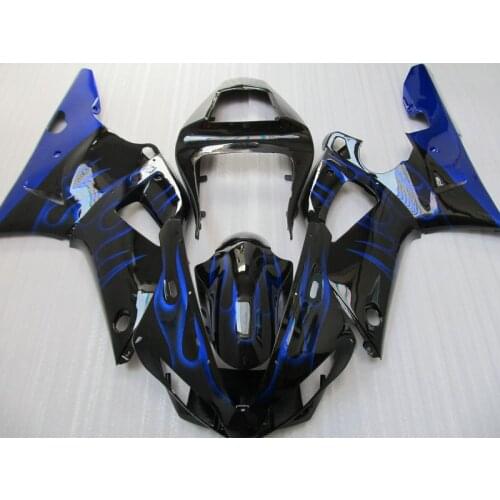 Motorcycle Fairing kit for YAMAHA YZFR1 00 01 YZF R1 2000 2001 YZF 1000 yzfr1 ABS Blue flames black Fairings set+7gifts YB25