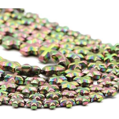 Cross Jesus New Green Hematite Natural Stone Spacer Loose Beads For Jewelry Making Handmade DIY Bracelets Accessories 6/8/10MM