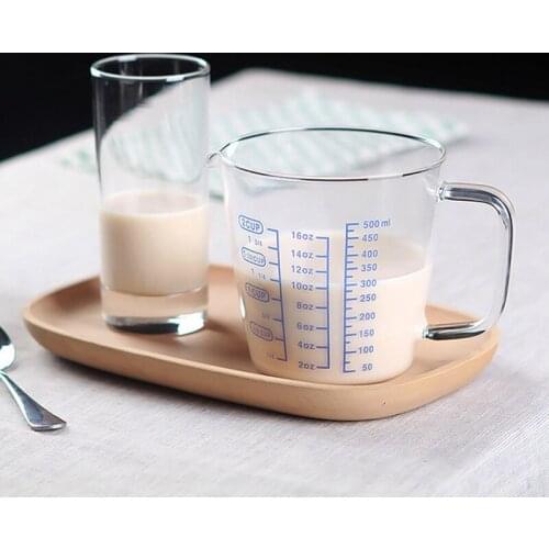 500ml Creative Heat-Resistant Glass Measuring Cup With Scale Microwave Oven Breakfast Mug Transparent Milk Cup Baking Tools