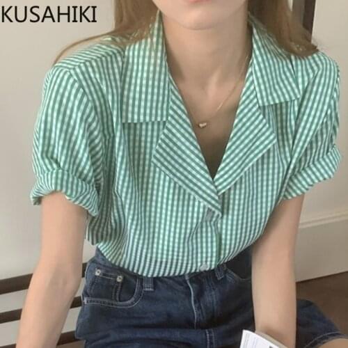 Женские рубашки с коротким рукавом KUSAHIKI China At AliExpress