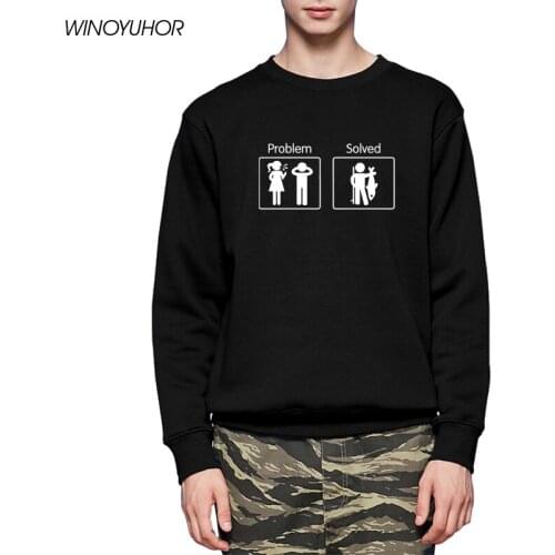 Fishinger Solves Problems Print Hoodies Men Winter Casual O-neck Fleece Sweatshirts Funny Fisherman Pullovers Homme