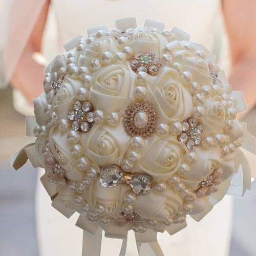 Newest Wedding Bouquet Bridesmaids Flowers cream Bling Rhinestone Bridal Flowers Party Home Accessories