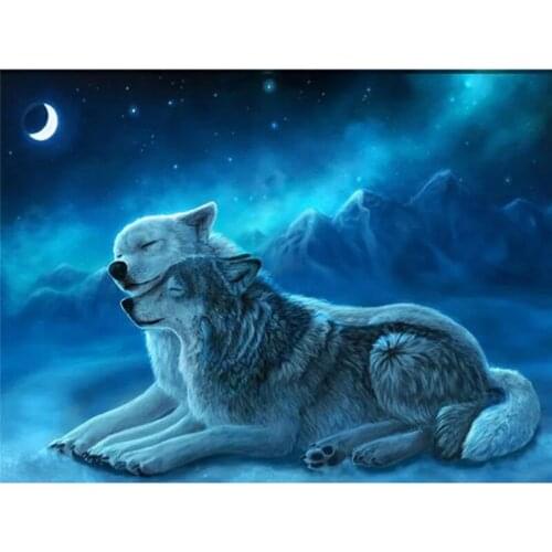 New product hot sale diy diamond painting couple wolf full diamond square diamond cross stitch rhinestone artist home decoration