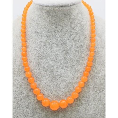 Orange jade 6-14mm round necklace 18inch FPPJ wholesale beads nature