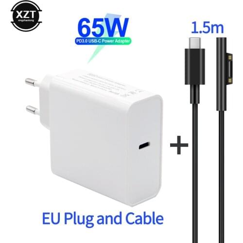 PD USB Type C Charger for Microsoft Surface Pro 6/5/4/3 Go Book Tablet Compatible 15V/12V 4A 3A 65W 45W EU US PD Charging Cable