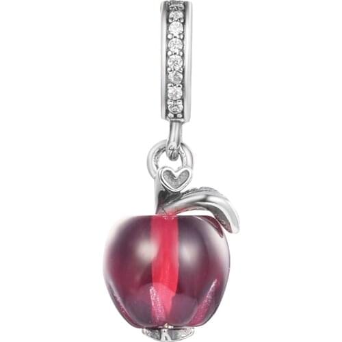 Original 925 Silver Charms Murano Glass Red Apple Dangle Charm Fits European Beaded Bracelets Woman DIY Fashion Silver Beads