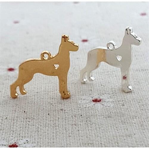 RONGQING 20pcs/lot 19*20MM Great Dane Pet dog animal charms for jewelry making DIY pendant Accessory handmade