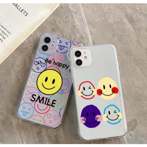 For Huawei P Smart Z S 2021 2020 P40 P30 P20 P10 Mate 20 10 Lite E Y6 Y7 Y9 Pro Prime 2019 Fashion Cartoon Smile Face Clear Case