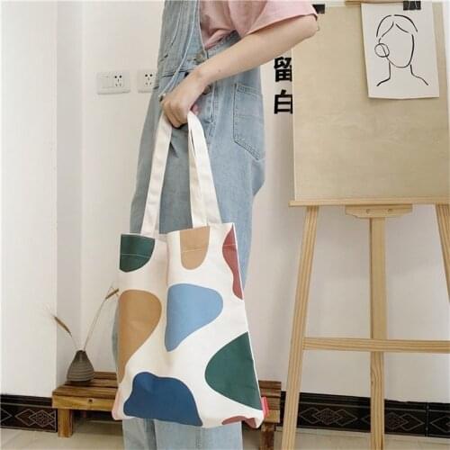 Spot Canvas Bag with Zipper Japanese Shoulder Bag Large-capacity Hand-carrying Shopping Bag Clothes Organizer Headphones Case