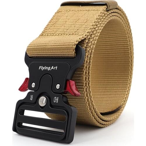 Flying Art Belt Men 50MM Tactical Military Nylon Belt Quick Release Outdoor Hunting Training Metal Buckle Wide Belt