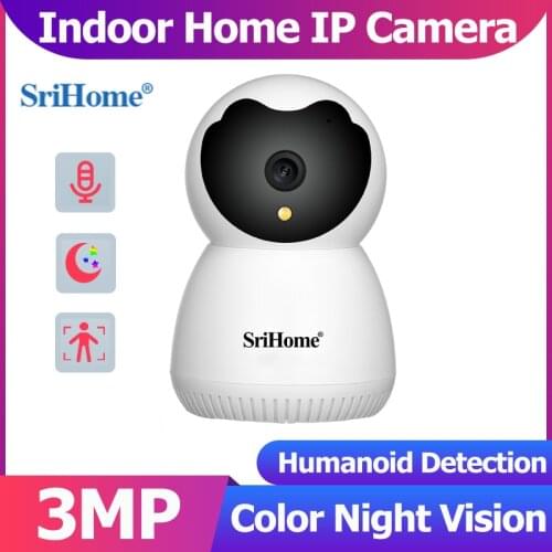 Srihome SH036 3MP WiFi IP Camera WiFi Indoor PTZ Color Night Vision Smart Home Security Camera CCTV Camera Video Surveillance