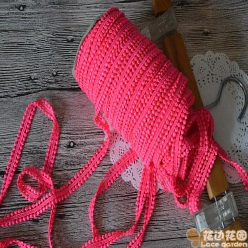 15Yards High Quality Pink Polka-Dot Ribbon 1.6cm Wide Venise Wedding Lace Trim Embroidered For Lingerie DIY Crafts Material
