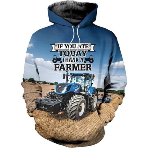 New Harajuku 3D Fully Printed Tractor Hoodie Zipper Hoodie Fashion Unisex Casual Autumn and Winter Sweatshirt