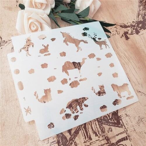 13*14cm Dream zoo scrapbook stencils spray plastic mold shield DIY cake hollow Embellishment printing lace ruler valentine